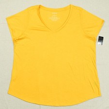 Torrid Women's Plus Size 3 3X Old Gold Yellow V-Neck Short Sleeve Girlfriend Tee picture