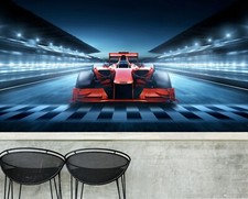 3D F1 Racing Car S3894 Transport Wallpaper Mural Self-adhesive Removable Sunday picture