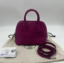 AUTH Hermès Bolide Mini Rose Pourpre Leather Palladium Hardware Top Handle Bag picture