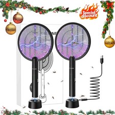 2PCS Electric Fly Swatter,Mosquito Killer USB Rechargeable Bug Zapper Racket picture