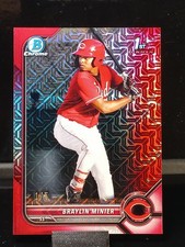 2022 Bowman Chrome 1st Red Mojo Refractor /5 #BCP93 Braylin Minier Cincinnati  picture