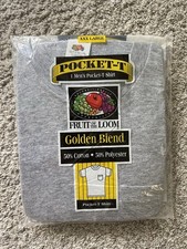 Vtg 90s Fruit of the Loom NEW Men's Pocket Tee T Shirt Golden Blend Sz 3XL picture
