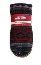 MUK LUKS Mens Slipper Socks L/XL Fits 11-13 Maroon Warm Cozy Non-Slip Indoor RT picture
