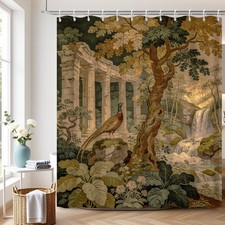 Verdure Landscape Shower Curtain with Hooks - 72x72 Inch Waterproof Bath Stal... picture