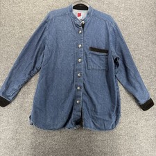 Vintage Sun Belt Shirt Womens XL Blue Denim Metal Button Up Long Sleeve Western picture