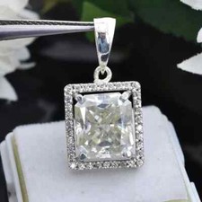 RARE 7.50Ct Certified Off White Diamond Solitaire Pendant 925 Silver Great Shine picture