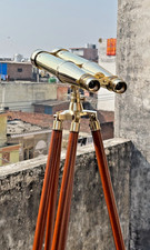 Victorian brass binocular Wooden Tripod Stand | Nautical marine binocular Gift picture