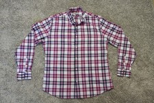 Express Fitted Mend Shirt XL/TG 17-17.5 Pink Blue White Plaid picture