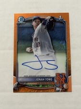 2025 Bowman Chrome Jonah Tong 21/25 Orange Shimmer On Card Auto 1st Mets picture