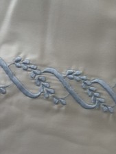 NIP 400tc Sateen Twin Flat Sheet Ivory with Natalia Embroidery Made In Italy picture