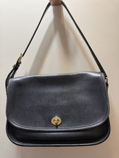 Vintage Coach City Bag 9790 Black Leather Brass Turnlock Crossbody G7I-9790 picture