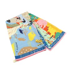 HERMES Le Livre d'Esope Shawl 140 Multicolor Wool H244073S picture
