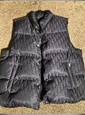 Dior Women’s Black M Quilted Logo Puffer Vest Nylon Sleeveless Button picture