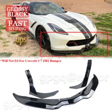 For Corvette C7 Z06 STG 3 2014-19 Gloss Black Front Lip Splitter & Side Winglets picture