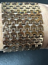 Antique Renoir  Copper Large wide  link Bracelet  fold over clasp 7 “- 1.8” Wide picture