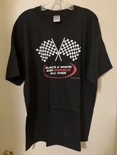 VTG 2001 Black & White and Redneck All Over T-Shirt XL Nascar Checkered Flag NOS picture