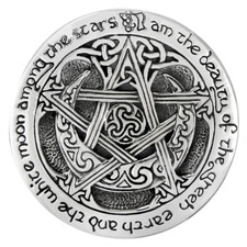Sterling Silver Moon Pentacle Pentagram Brooch Pin Dryad Design Wiccan Pagan picture