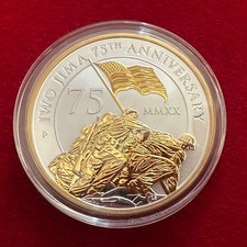 2020 1 Troy OZ .9999 Silver Tuvalu Iwo Jima Coin w/ 24K Gilding by SFS picture