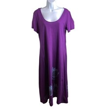 VTG 90s Allison Purple Boho Floral Midi Dress M Retro Art To Wear Cottagecore picture