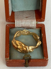 Antique Victorian Memento Mori Mori Skulls Snake Silver Gold plated Unisex Ring picture