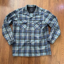 pendleton the original board shirt mens L blue plaid button loop collar wool picture