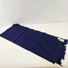 Yarrowvale 100% Wool Scarf Made in Scotland Navy Blue Fringe Vintage picture