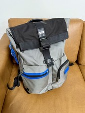 TUMI Cypress Roll Top Backpack Extra Large Gray Ballistic Nylon Blue Trim picture