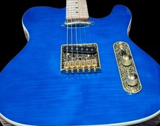 Vintage TL-Style Electric Guitar Right Hand Blue FLame Maple & Upgrade Fittings picture