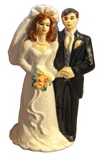 Vintage tage small-scale bride and groom figurine couple Wedding Cake Topper New picture