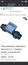 New Icon Truflo TKM-25-A-P Paddlewheel Flow Meter, 4-20 mA, 1