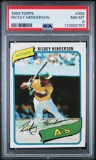 1980 Topps Rickey Henderson #482 (RC) PSA 8 Oakland A’s HOF picture