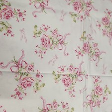 BT YARD Shabby Chic Ballet Rose 100% Cotton Fabric White Pink Green Floral 2000 picture