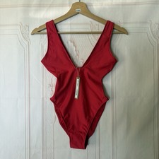 SKIMS Iconic Swim Squareneck One Piece Carmine Red Size S $94 NWT picture