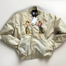 SSS World Corp. Women’s Beige Embroidered Hawaiian Satin Lined Bomber Jacket M picture
