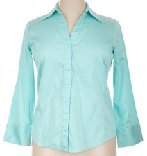 Talbots Teal Stretch Cotton Blouse 3/4 Sleeve EUC [Size 14 runs slightly small] picture