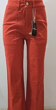 Flamingals Button Front Mid Waist Straight Leg Pants Burnt Orange Extra Small  picture