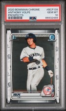 Graded 2020 Bowman Chrome Anthony Volpe #BCP139 Prospect RC Card PSA 10 picture