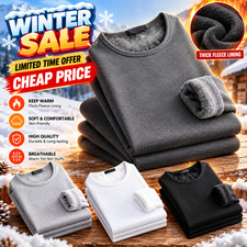 Men's Thermal Fleece Lined Long Sleeve Shirt Winter Warm Crew Neck Top M-5XL picture
