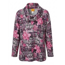 NEW Ruby Rd Woman 2X Pink Gray Floral Plaid Cowl Neck Flannel Tunic Shirt Road picture
