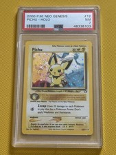 Pokemon 2000 Neo Genesis Pichu 12 Holo Unlimited English PSA 7 GREAT SWIRL 🌀 picture