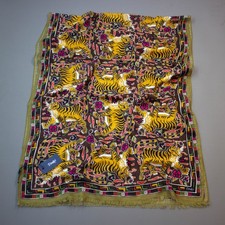 Drake’s Navy Jumbo Tiger Print Wool-Silk Scarf / RRP £245 / Brand New picture