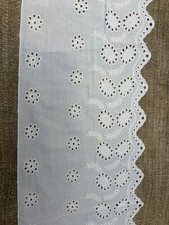 8” Wide Cotton Eyelet Embroidered Lace Trim Scalloped Floral Cream by Yard picture