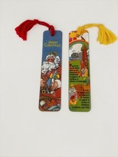 Vintage 1976 Antioch Bookmark Lot of 2 Santa Claus Christmas Peace on Earth USA picture