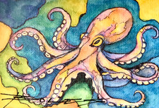 ORIGINAL  Painted Pen and Watercolor (ACEO) The Changing Colors picture
