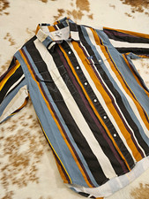 Wrangler Retro Striped Western Pearl Snap Shirt Multicolor Women's M NWOT picture