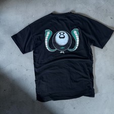 🐍 Stüssy AU 8 Snakes T-Shirt Black Size 6 (Men’s M) Pigment Dyed 8 Ball NEW picture