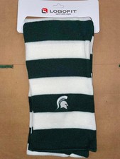 MICHIGAN STATE SPARTAINS Scarf. GREEN and White Stripes Logofit Wrap picture