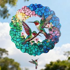 Elegant Hummingbird Wind Spinner - Decorative Outdoor Hanging Sculpture picture