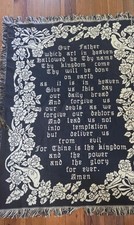 Vintage Goodwin Weavers The Lord's Prayer Woven Tapestry Throw Blanket Fringe picture