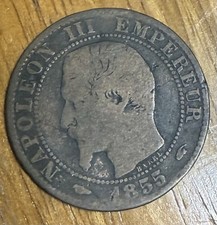 1855 France 5 Centimes Coin Napoleon III Era Antique Coin picture